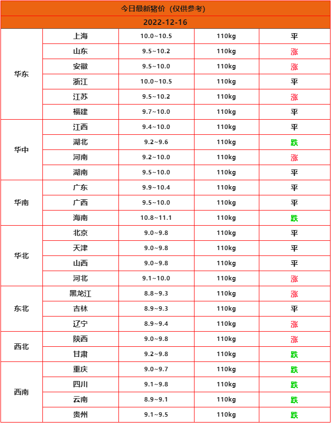 2022年12月16日今日猪价